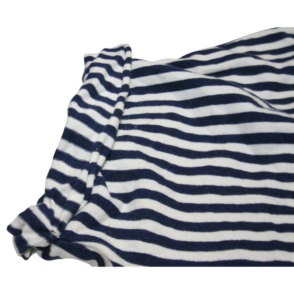 Stateside Womens M Turtleneck Short Sleeve Dress Navy Stripe Preppy Coastal Chic - Picture 5 of 7